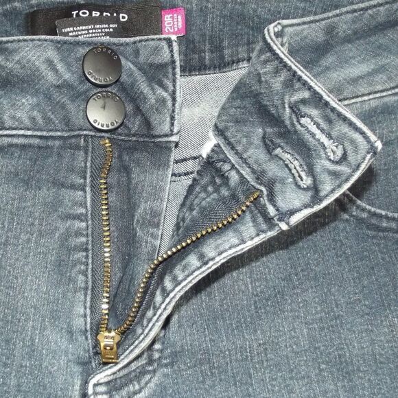 TORRID Jeans, 20R, Faded Black/Gray, Slim Boot, Double Button waist, Zipper - Picture 5 of 11